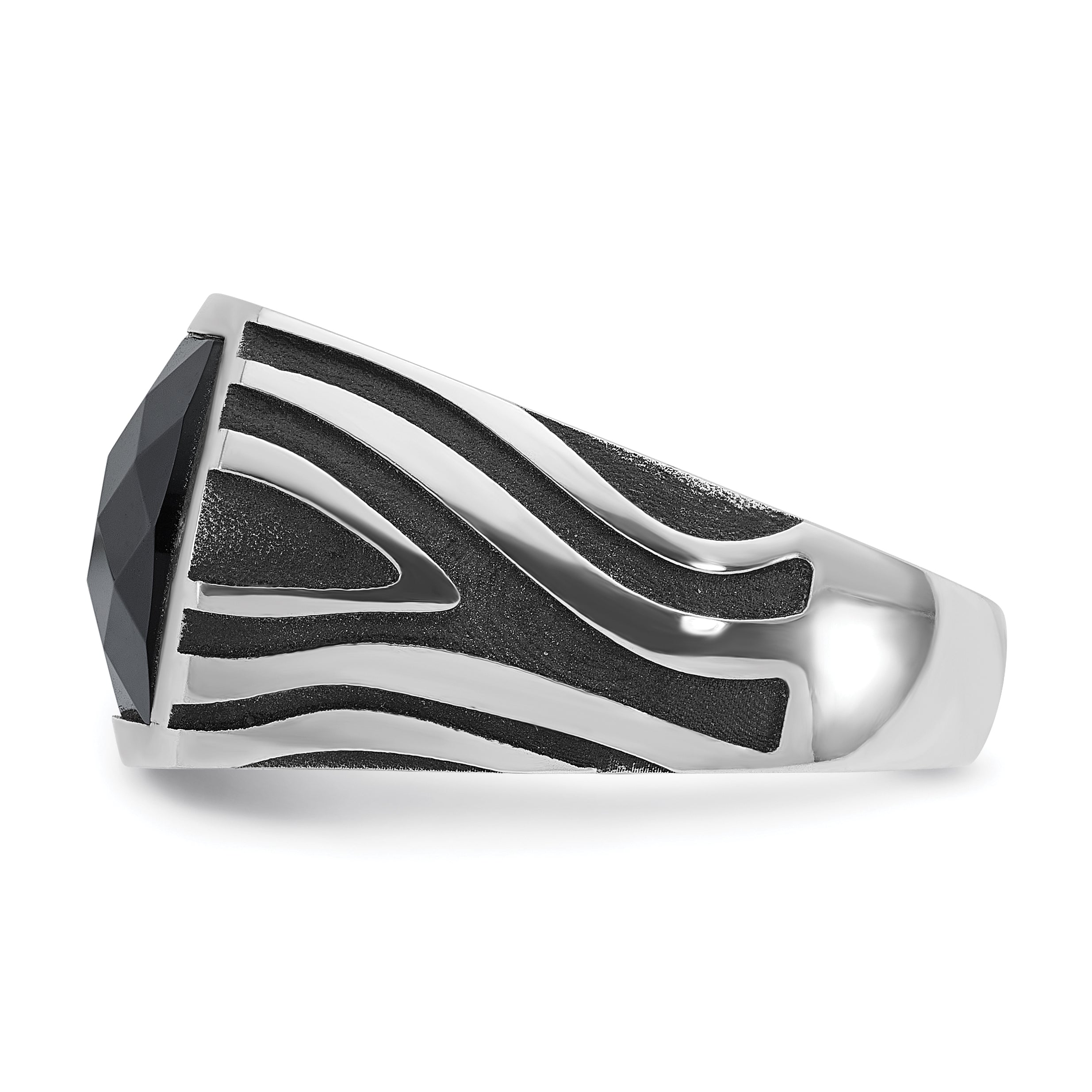 14k White Gold with Black Rhodium Mens Onyx Complete Ring - Sophia Jewelers