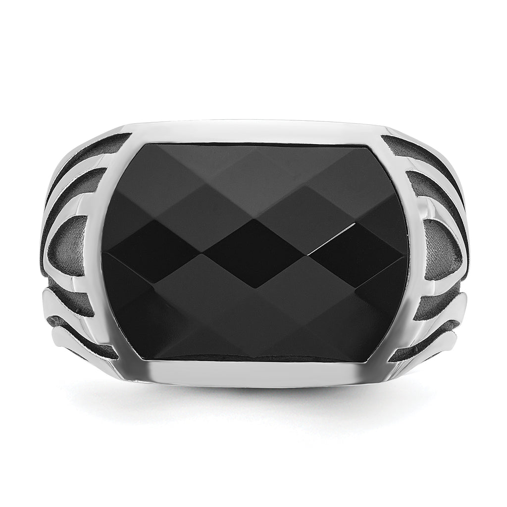 14k White Gold Mens Onyx Ring Mounting, Mounting Only - Sophia Jewelers