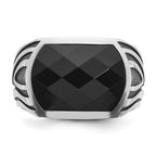 14k White Gold with Black Rhodium Mens Onyx Complete Ring - Sophia Jewelers