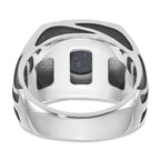 14k White Gold with Black Rhodium Mens Onyx Complete Ring - Sophia Jewelers
