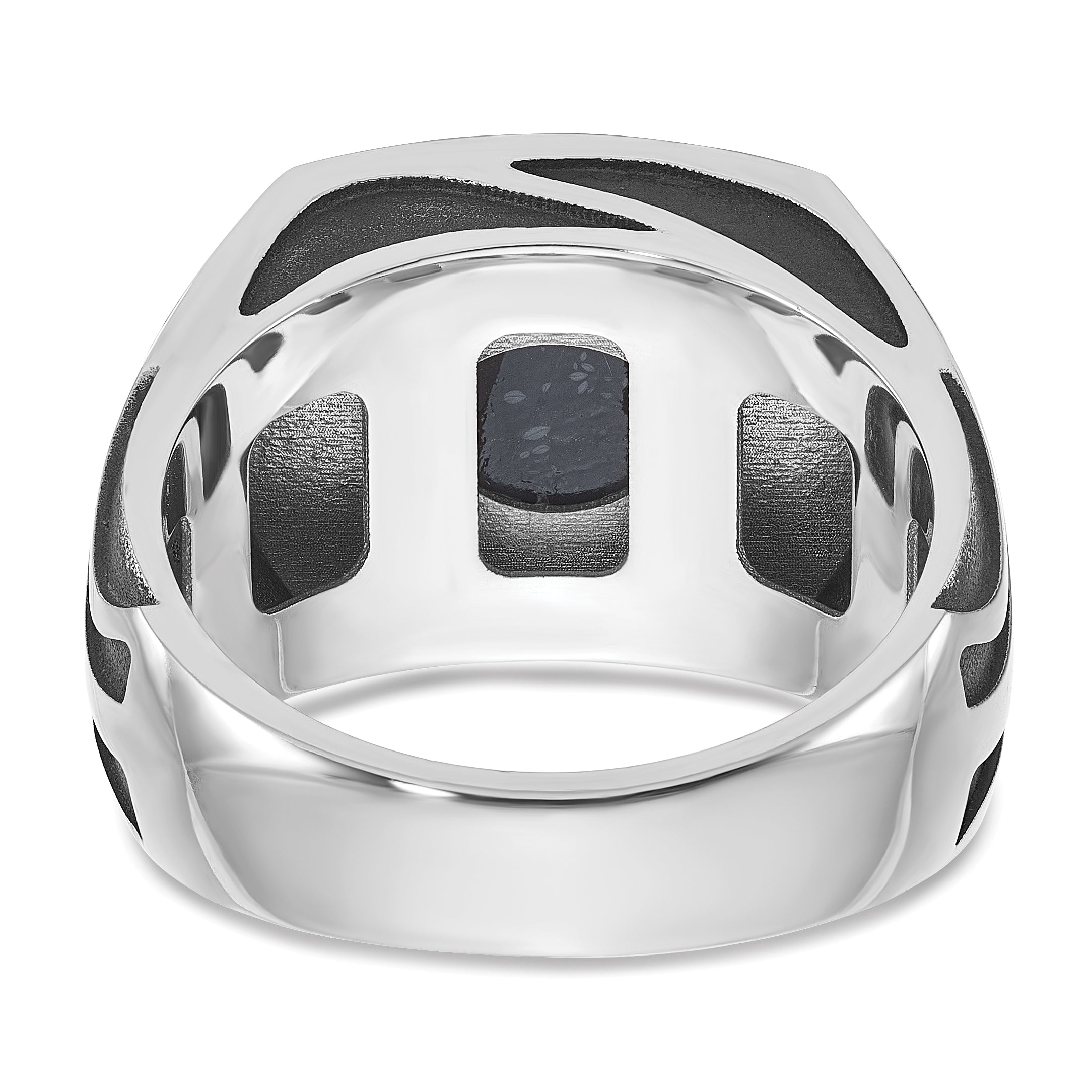 14k White Gold with Black Rhodium Mens Onyx Complete Ring - Sophia Jewelers
