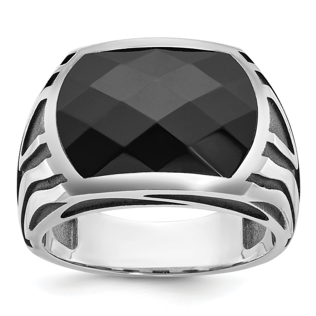 14k White Gold Mens Onyx Ring Mounting, Mounting Only - Sophia Jewelers
