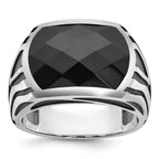 14k White Gold with Black Rhodium Mens Onyx Complete Ring - Sophia Jewelers