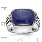 14k White Gold with Black Rhodium Men's Lapis and Diamond Ring Mounting (No Stones Included)