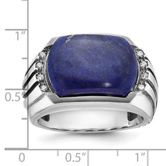 14k White Gold with Black Rhodium Men's Lapis and Diamond Ring Mounting (No Stones Included)