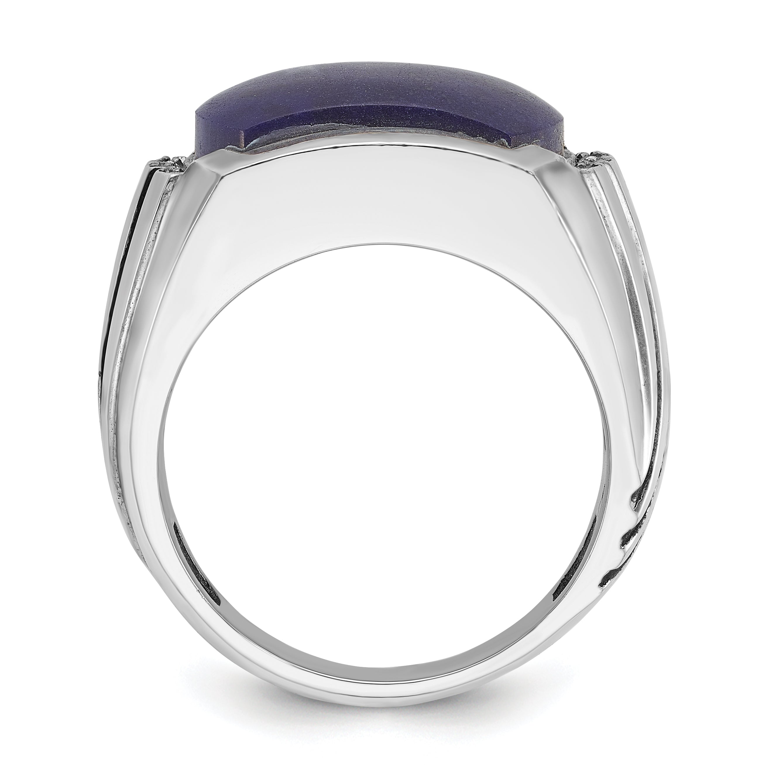 14k White Gold Men's w/Black Rhodium Lapis Diamond Complete Ring Secondary image