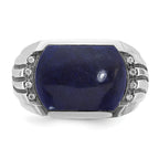 14k White Gold Men's w/Black Rhodium Lapis Diamond Complete Ring