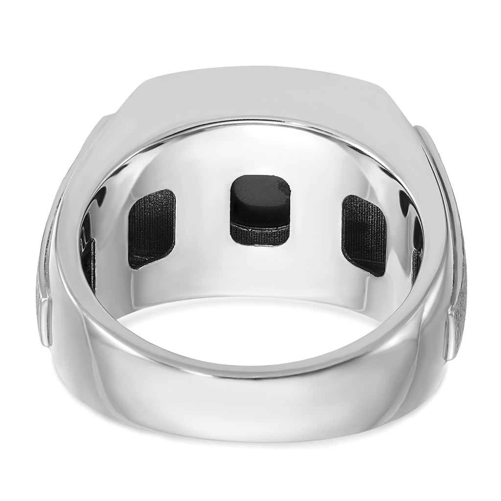 14k White Gold Men's Polished and Satin Gemstone Ring Mounting, Mounting Only - Sophia Jewelers