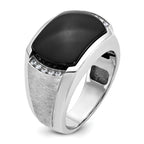 14k White Gold Men's Polished and Satin Onyx and 1/10 Carat AA Quality Diamond Ring - Sophia Jewelers