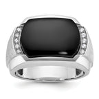 14k White Gold Men's Polished and Satin Gemstone Ring Mounting, Mounting Only - Sophia Jewelers