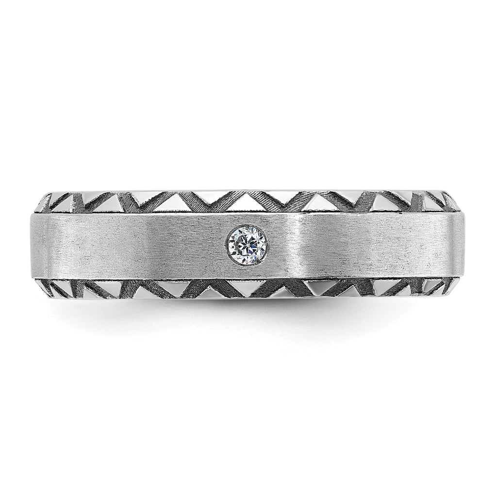 14k White Gold Mens Polished and Satin Diamond Ring Mounting, Mounting Only - Sophia Jewelers