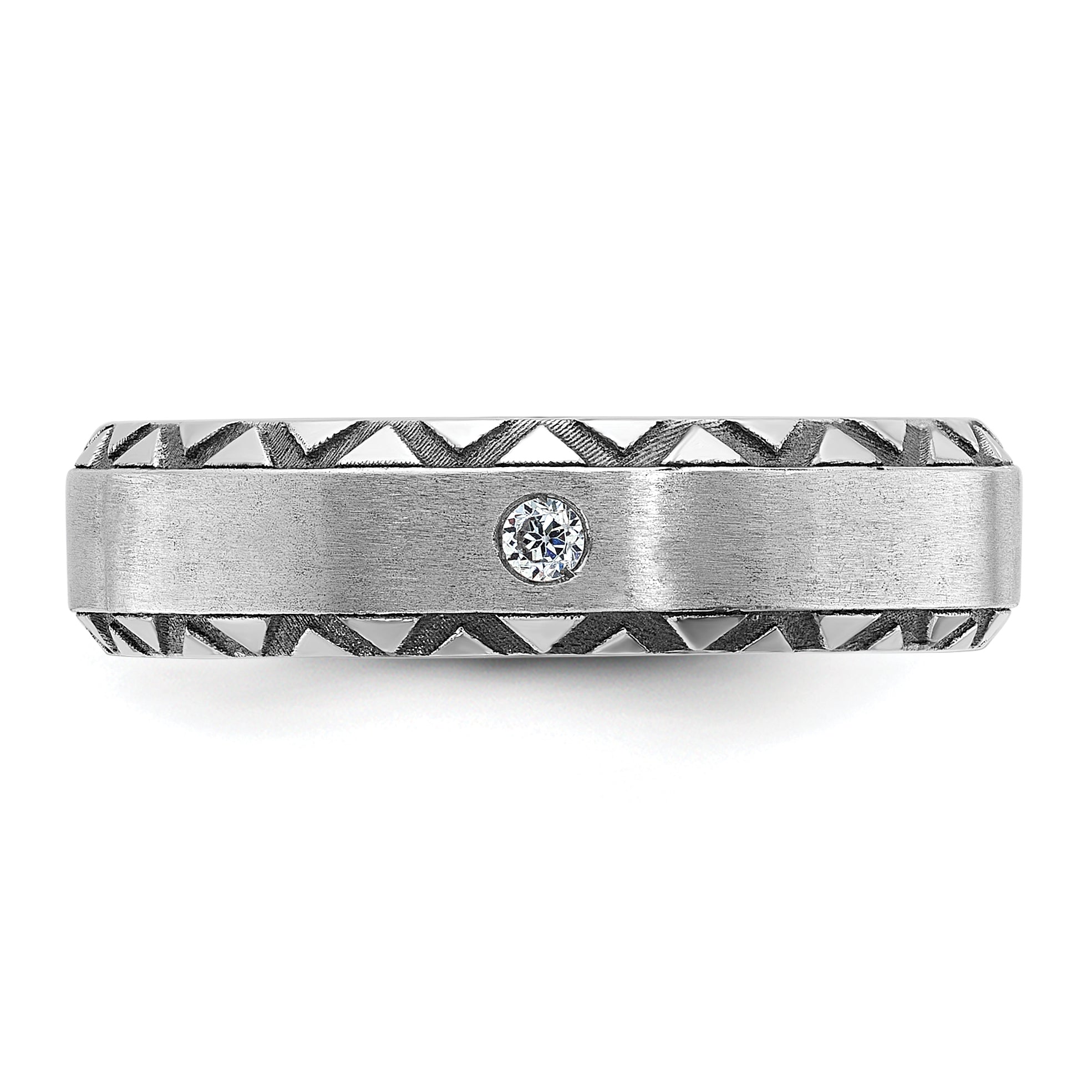 14k White Gold Mens Polished and Satin Diamond Ring Mounting, Mounting Only - Sophia Jewelers