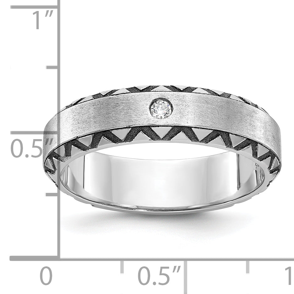 14k White Gold Mens Polished and Satin Diamond Ring Mounting, Mounting Only - Sophia Jewelers