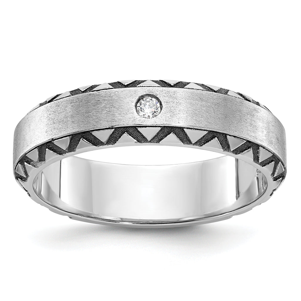 14k White Gold Mens Polished and Satin Diamond Ring Mounting, Mounting Only - Sophia Jewelers