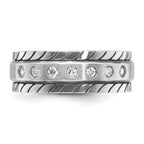 14k White Gold Mens Polished and Satin Diamond Ring Mounting, Mounting Only - Sophia Jewelers