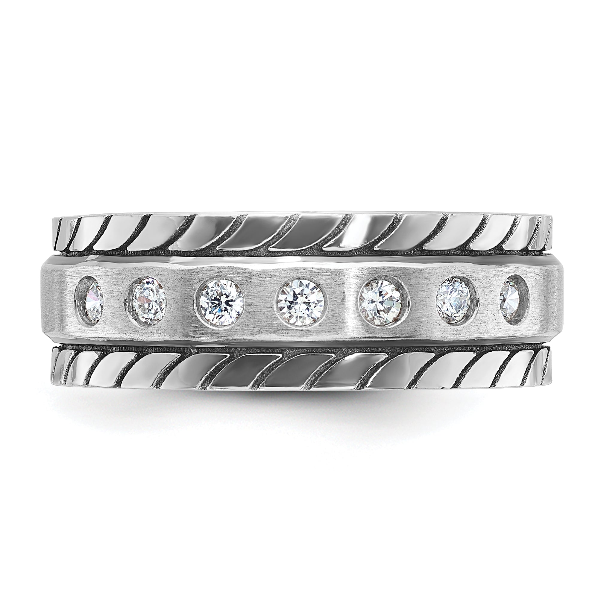 14k White Gold Mens Polished and Satin Diamond Ring Mounting, Mounting Only - Sophia Jewelers