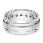 14k White Gold Mens Polished and Satin 1/4 carat Diamond Complete Ring - Sophia Jewelers