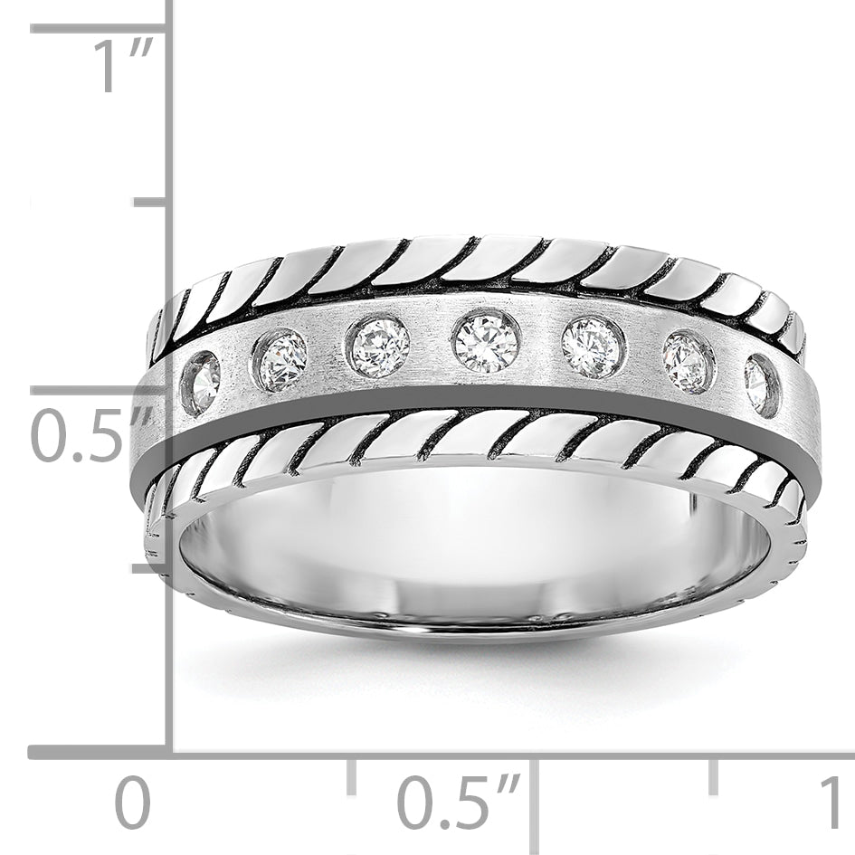 14k White Gold Mens Polished and Satin Diamond Ring Mounting, Mounting Only - Sophia Jewelers