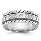 14k White Gold Mens Polished and Satin Diamond Ring Mounting, Mounting Only - Sophia Jewelers