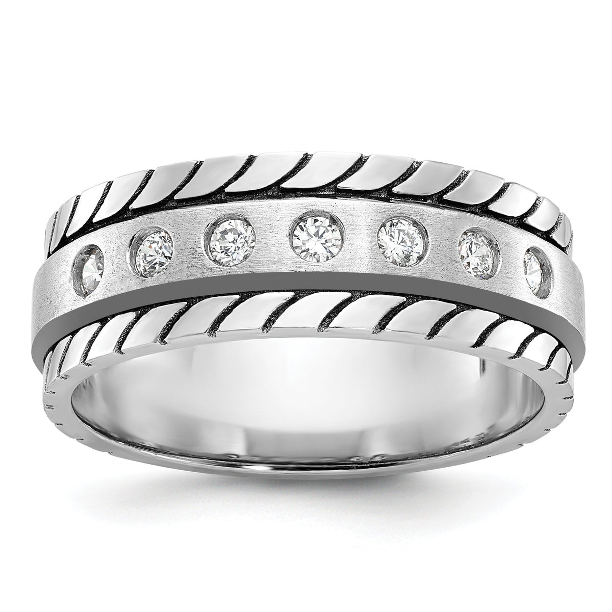 Men's Diamond Ring in 14K White Gold, Satin & Polished (1/4 ct. tw.), Size 10 - Sophia Jewelers Main image