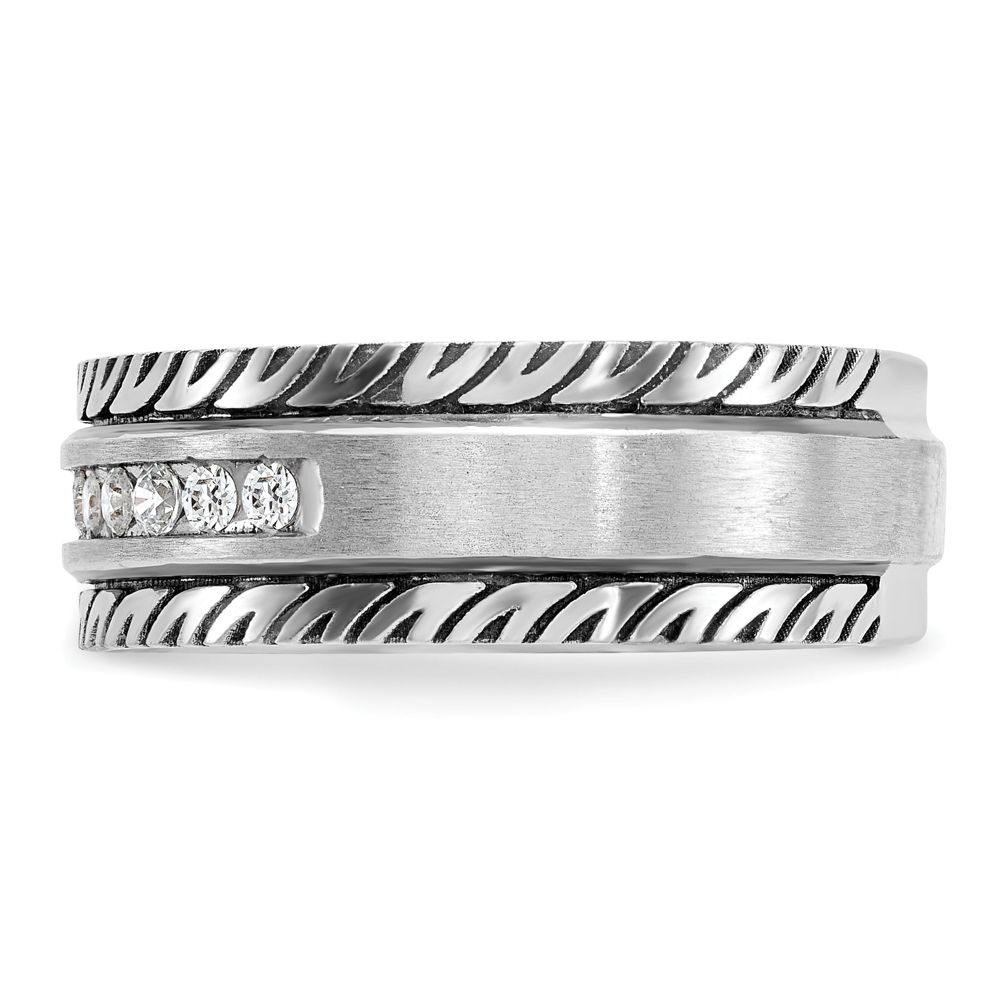 14k White Gold Polished and Satin Mens Ring Mounting, Mounting Only - Sophia Jewelers