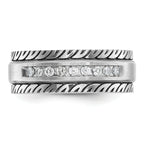 14k White Gold Polished and Satin Mens Ring Mounting, Mounting Only - Sophia Jewelers