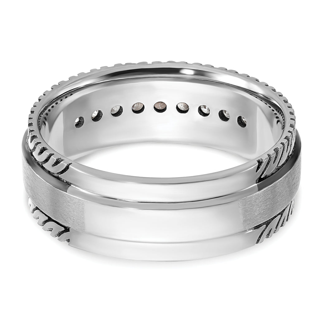 14k White Gold Polished and Satin Mens Ring Mounting, Mounting Only - Sophia Jewelers