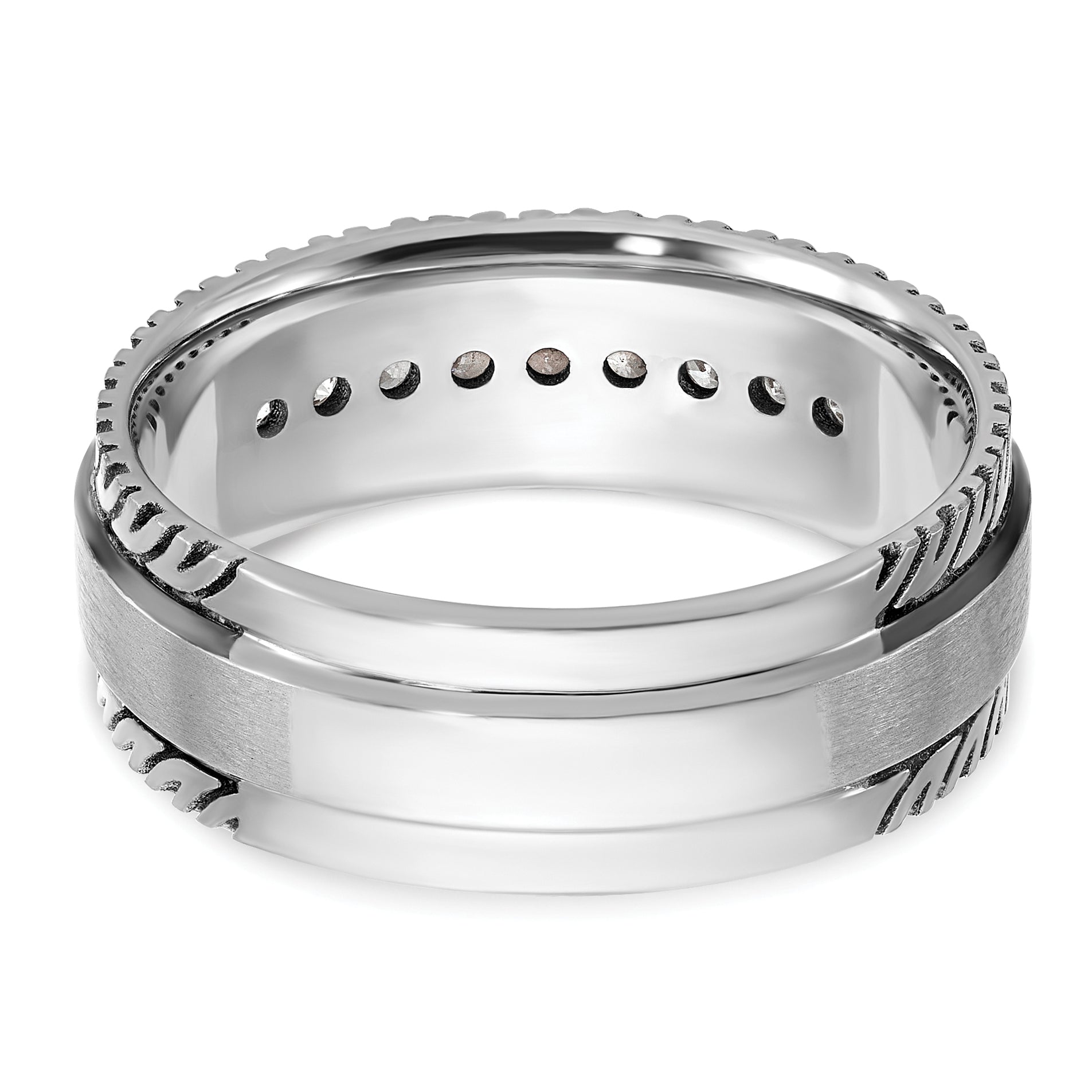 14k White Gold Polished and Satin Mens Ring Mounting, Mounting Only - Sophia Jewelers