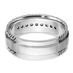 14k White Gold with Black Rhodium Men's Polished Satin and Grooved 1/5 Carat AA Quality Diamond Ring - Sophia Jewelers