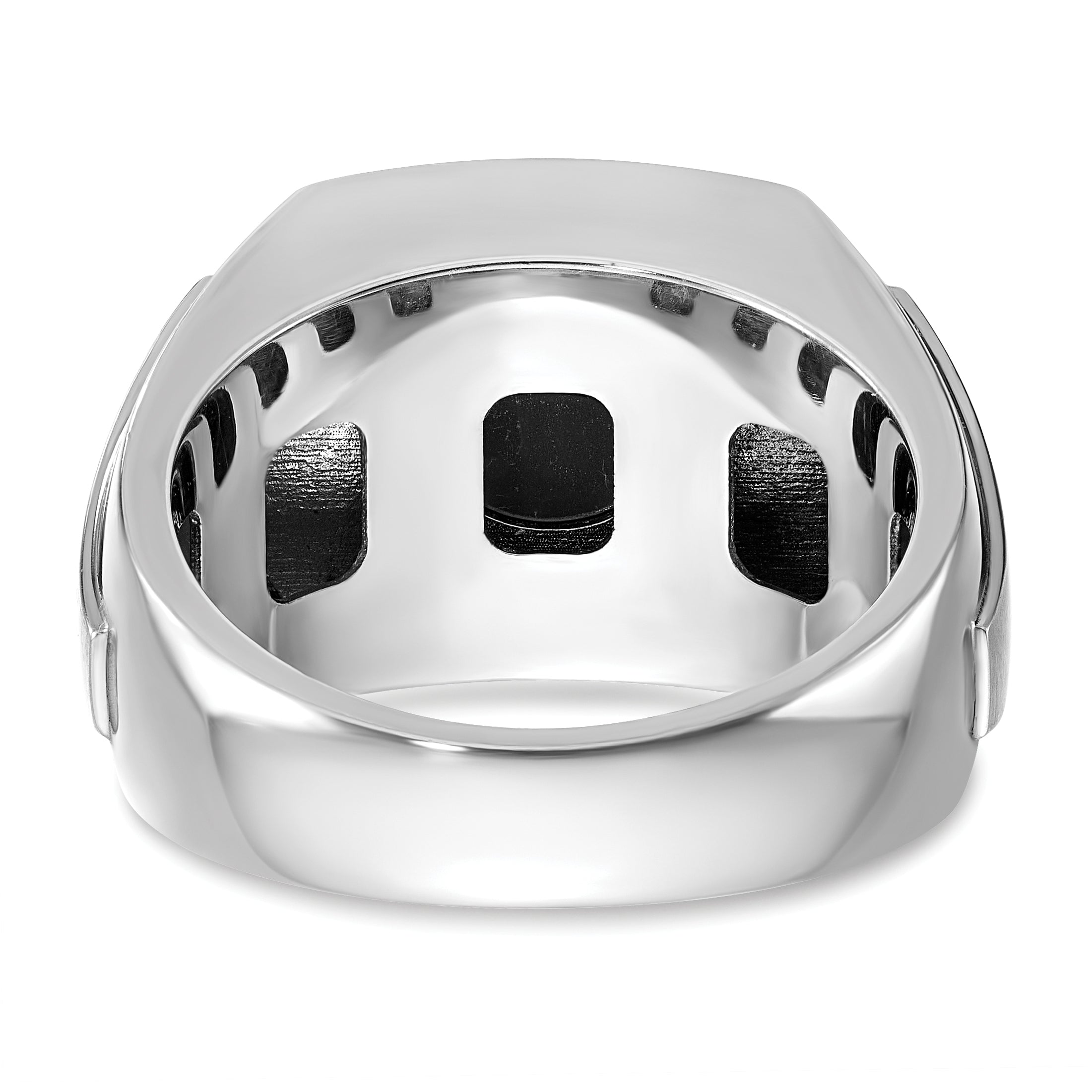 14k White Gold Men's Polished and Satin Gemstone Ring Mounting, Mounting Only - Sophia Jewelers