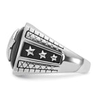 14k White Gold Mens Antiqued Cushion Onyx Complete Star Ring - Sophia Jewelers