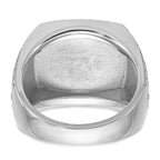 14k White Gold Mens Antiqued Cushion Onyx Complete Star Ring - Sophia Jewelers