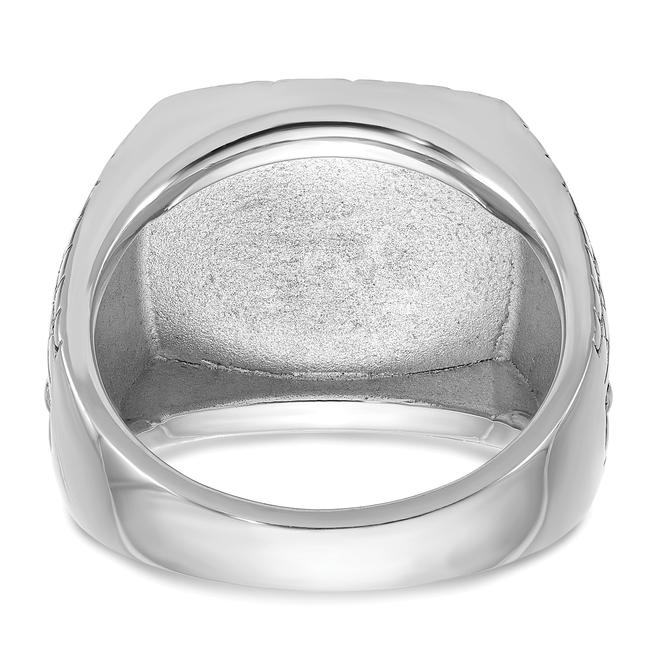 14k White Gold Mens Antiqued Cushion Onyx Complete Star Ring - Sophia Jewelers