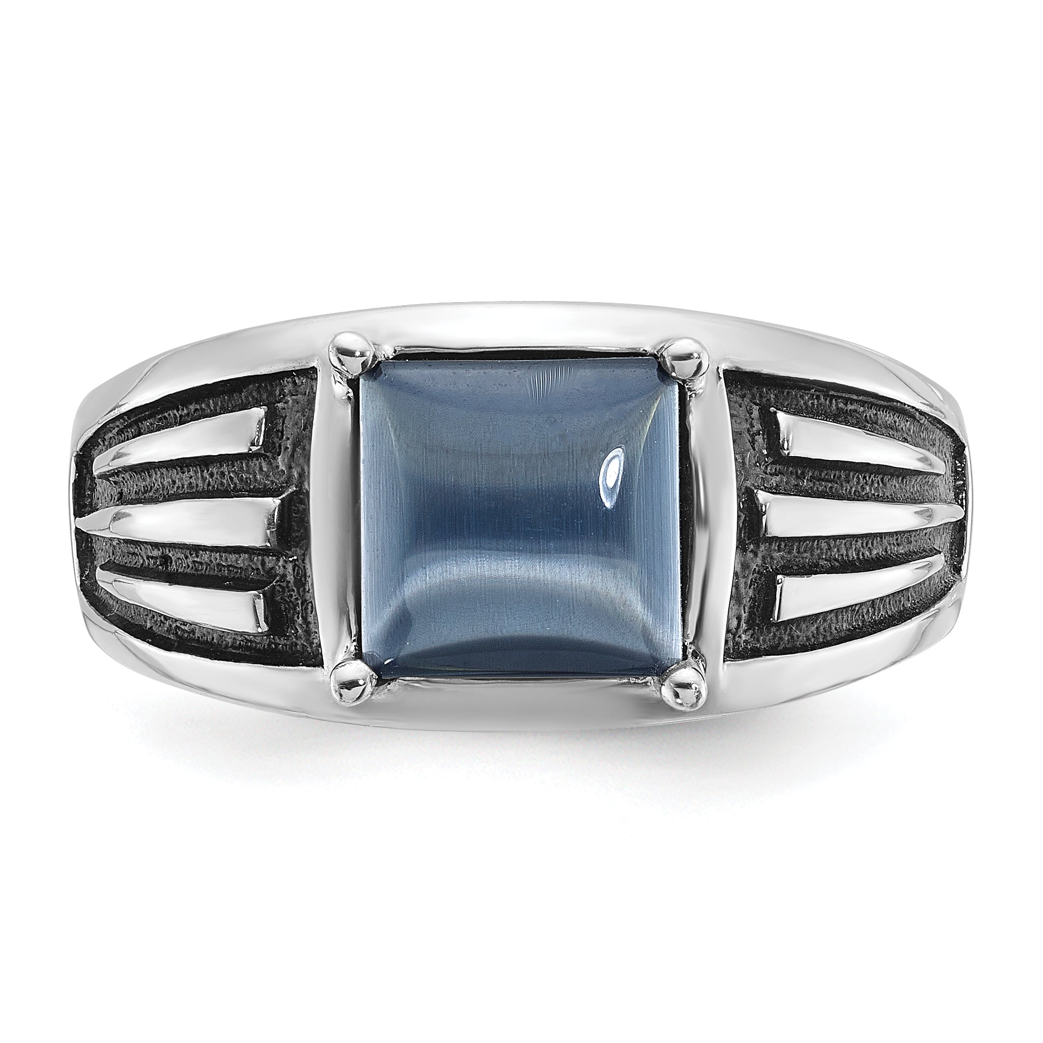 14k White Gold Mens Square Gemstone Ring Mounting, Mounting Only - Sophia Jewelers