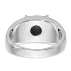 14k White Gold with Black Rhodium Mens Imitation Gray Cats Eye Complete Ring - Sophia Jewelers