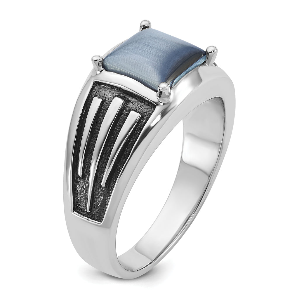 14k White Gold Mens Square Gemstone Ring Mounting, Mounting Only - Sophia Jewelers