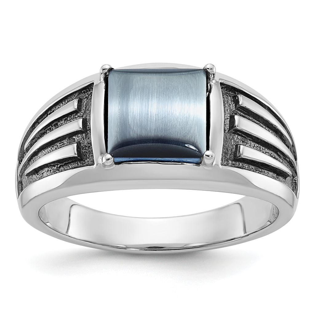 14k White Gold Mens Square Gemstone Ring Mounting, Mounting Only - Sophia Jewelers