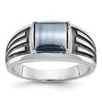 14k White Gold Mens Square Gemstone Ring Mounting, Mounting Only - Sophia Jewelers