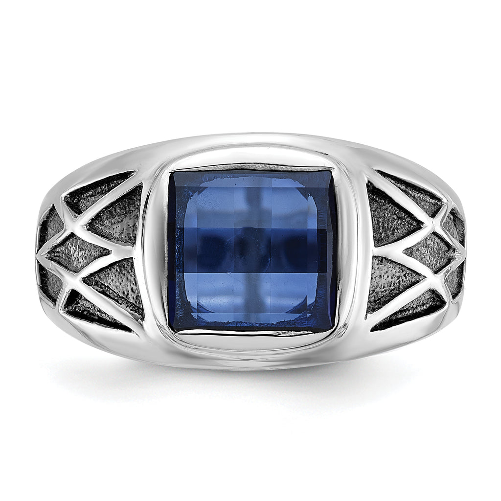 14k White Gold Mens Square Gemstone Ring Mounting, Mounting Only - Sophia Jewelers
