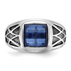 14k White Gold Mens Square Gemstone Ring Mounting, Mounting Only - Sophia Jewelers