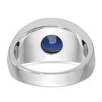 14k White Gold with Black Rhodium Mens Square Lab Created Sapphire Complete Ring - Sophia Jewelers