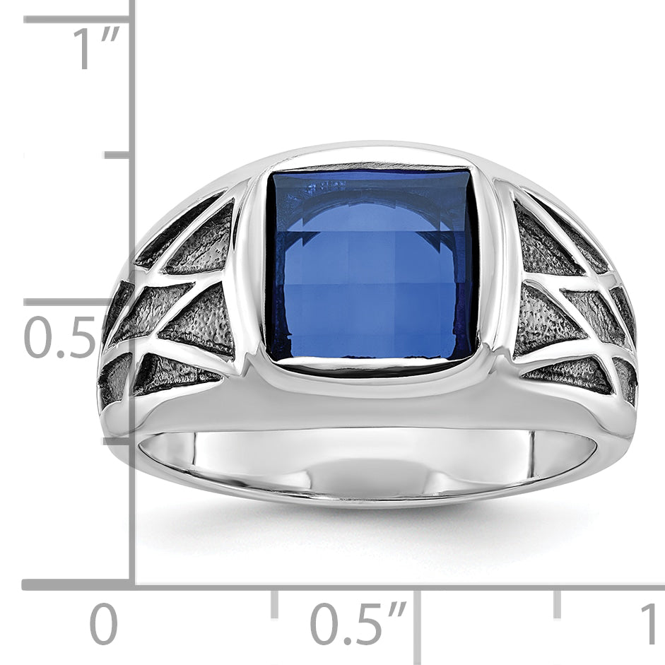 14k White Gold Mens Square Gemstone Ring Mounting, Mounting Only - Sophia Jewelers