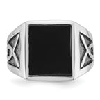 14k White Gold with Black Rhodium Mens Rectangle Onyx Complete Ring - Sophia Jewelers