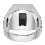 14k White Gold with Black Rhodium Mens Rectangle Onyx Complete Ring - Sophia Jewelers