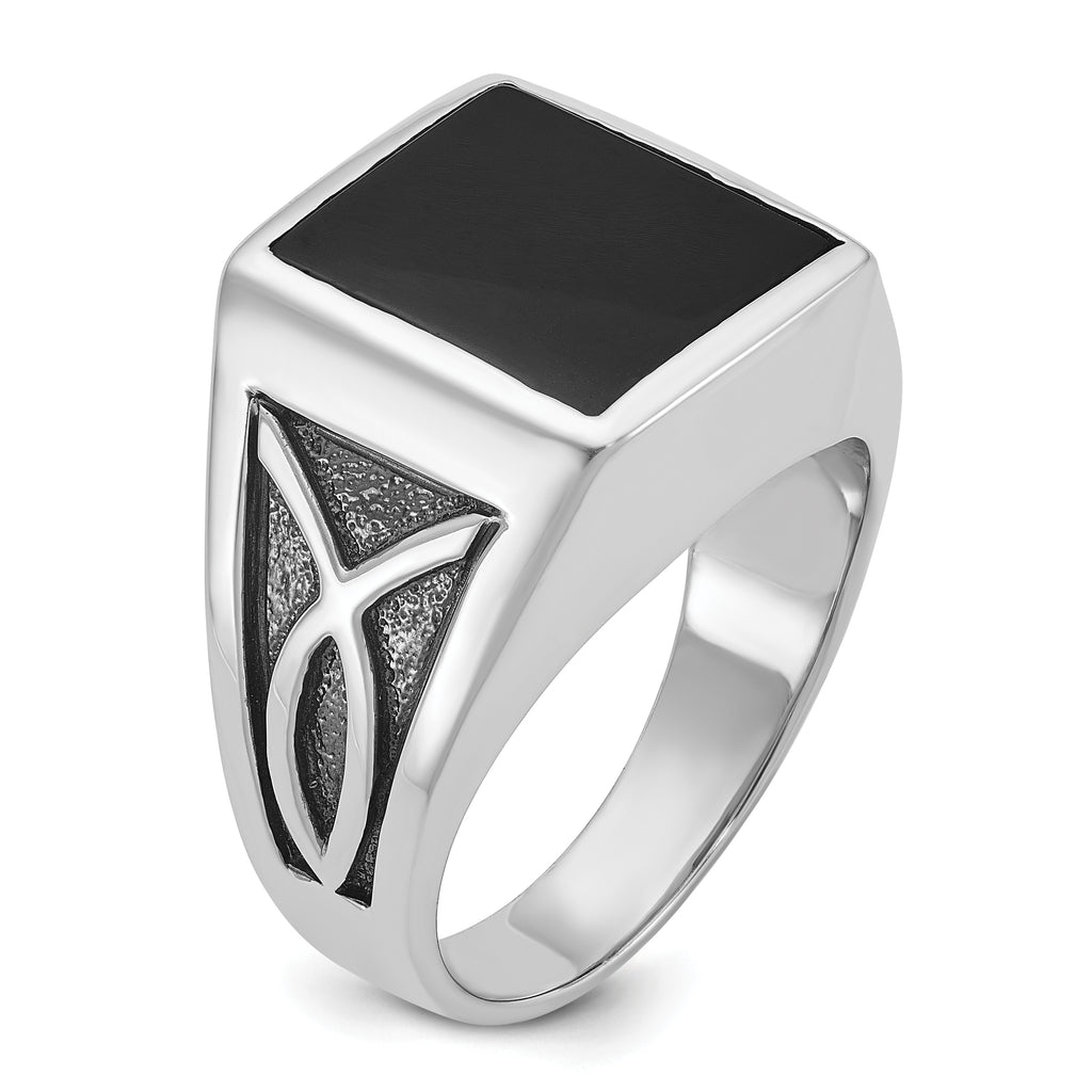 14k White Gold Mens Rectangle Onyx Ring Mounting, Mounting Only - Sophia Jewelers