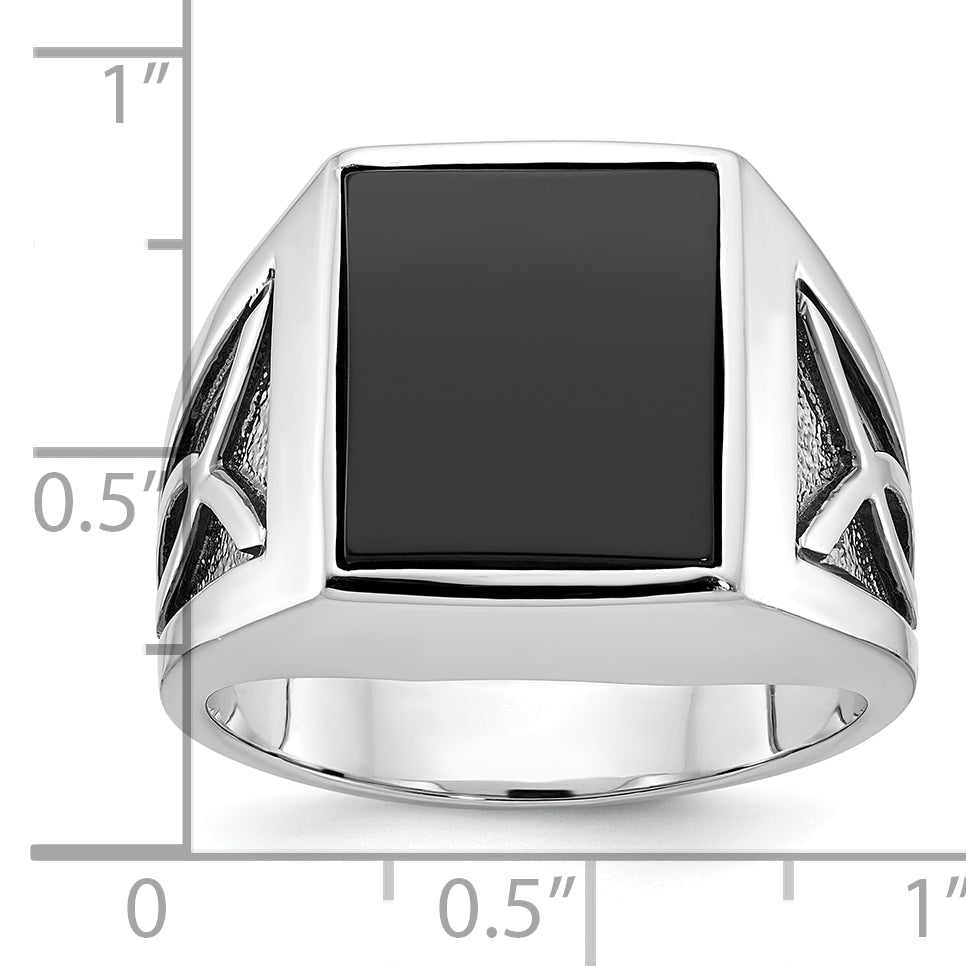 14k White Gold Mens Rectangle Onyx Ring Mounting, Mounting Only Secondary image