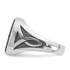 14k White Gold with Black Rhodium Mens Oval Onyx Complete Ring - Sophia Jewelers