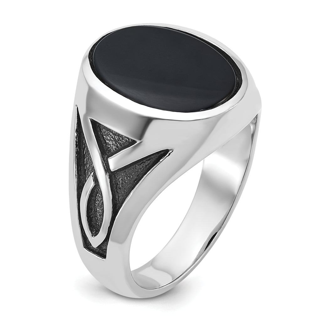 14k White Gold Mens Oval Gemstone Ring Mounting, Mounting Only - Sophia Jewelers
