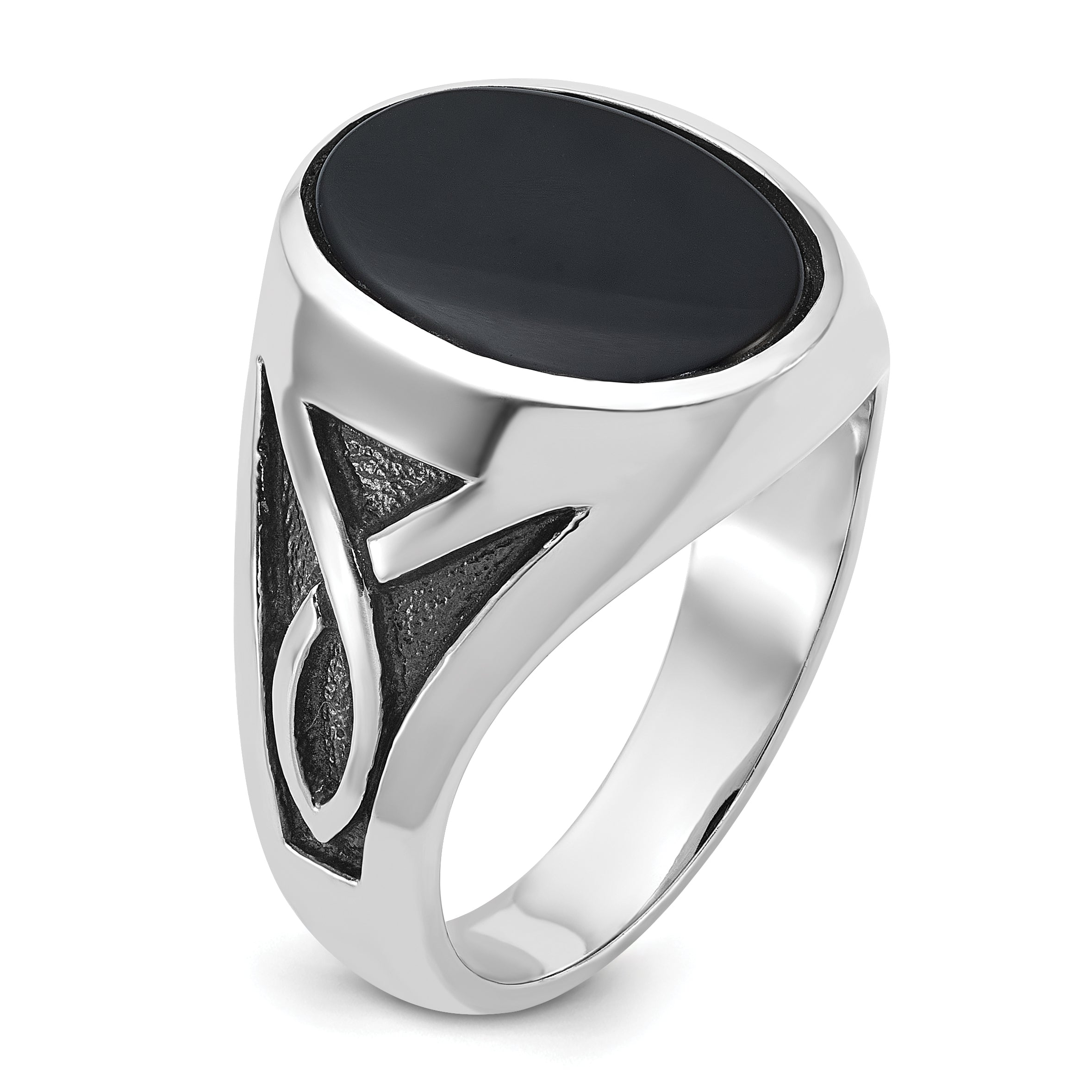 14k White Gold Mens Oval Gemstone Ring Mounting, Mounting Only - Sophia Jewelers