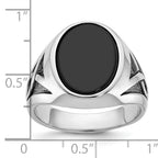 14k White Gold with Black Rhodium Mens Oval Onyx Complete Ring - Sophia Jewelers